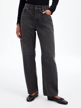 Madewell Darted Barrel-Leg Jean Black